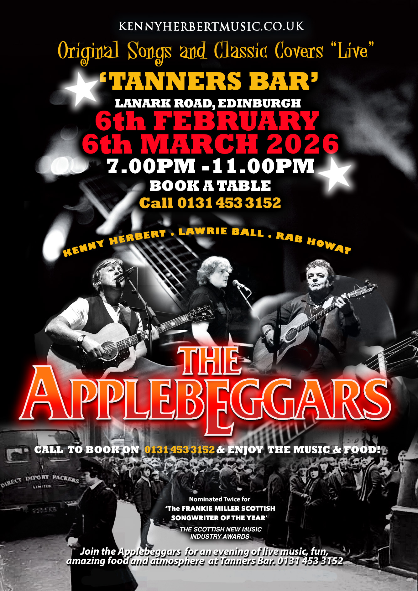 The Applebeggars Tanners bar Friday 6th February & Friday 6th March 2026
